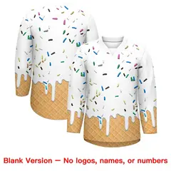 White Black Ice Cream Pattern V-Neck Hockey Jersey 7