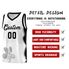 White Black Illusion Flower Graffiti Basketball Jersey 2