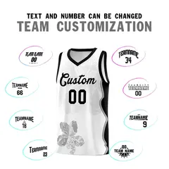 White Black Illusion Flower Graffiti Basketball Jersey 4