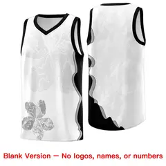 White Black Illusion Flower Graffiti Basketball Jersey 7