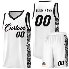 White Black Indians Pattern Basketball Uniform Jersey