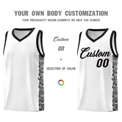White Black Indians Pattern Basketball Uniform Jersey 3