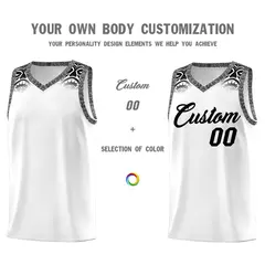 White Black Indians Print Basketball Jersey Sets 3