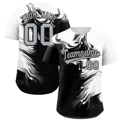 White Black Ink Pattern Baseball Jersey