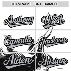 White Black Ink Pattern Baseball Jersey 3