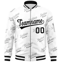 White Black Letter Varsity Full-Zip Bomber Jacket 3