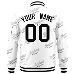 White Black Letter Varsity Full-Zip Bomber Jacket 4