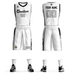 White Black-Light Gray Classic Sets Basketball Jersey