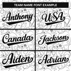 White Black Line Art Graffiti Authentic Baseball Jersey 3