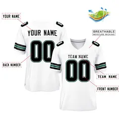 White Black-Midnight Green Classic Mesh Football Jersey 2