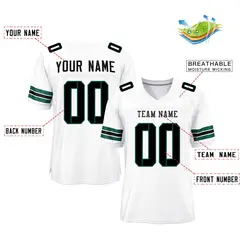 White Black-Midnight Green Classic Mesh Football Jersey 2