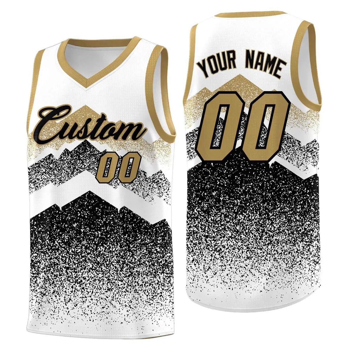 White Black Mountain Fade Gradient Fashion Basketball Jersey