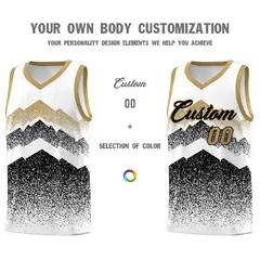 White Black Mountain Fade Gradient Fashion Basketball Jersey 3