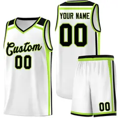 White Black Neon Green Color Charge Series Basketball Jersey