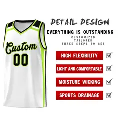 White Black Neon Green Color Charge Series Basketball Jersey 2