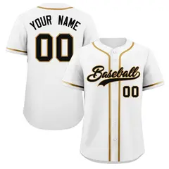 White Black-Old Gold Classic Authentic Baseball Jersey 1
