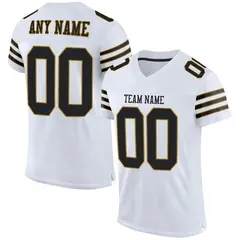White Black-Old Gold Classic Mesh Authentic Football Jersey 1