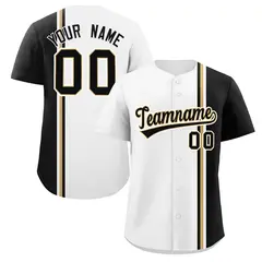 White Black-Old Gold Color Block Authentic Baseball Jersey