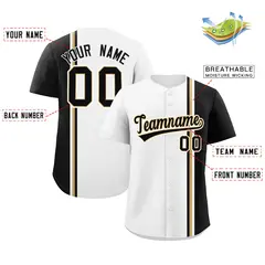 White Black-Old Gold Color Block Authentic Baseball Jersey 2
