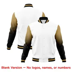 White Black Old Gold Gradient Raglan Full-Snap Letterman Jacket 7