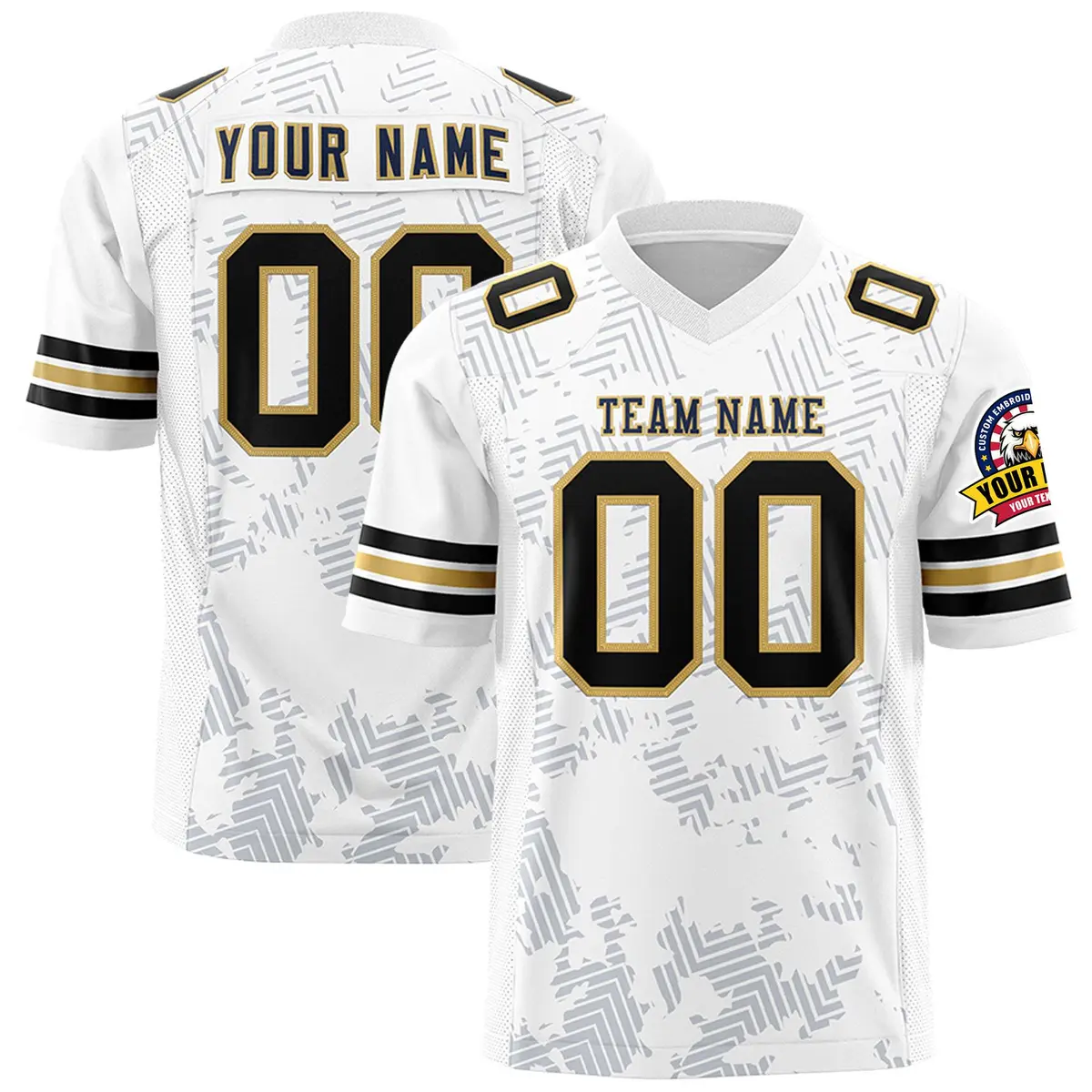White Black-Old Gold Graffiti Line Authentic Football Jersey