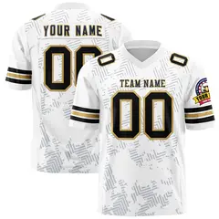White Black-Old Gold Graffiti Line Authentic Football Jersey
