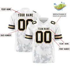 White Black-Old Gold Graffiti Line Authentic Football Jersey 2
