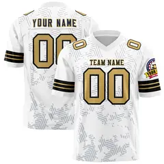 White Black-Old Gold Graffiti Line Authentic Football Jersey 1