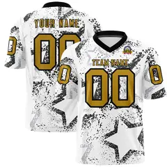 White Black-Old Gold Star Graffiti Authentic Football Jersey