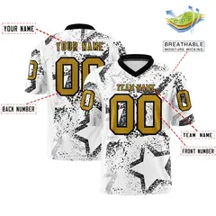 White Black-Old Gold Star Graffiti Authentic Football Jersey 2