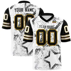 White Black-Old Gold Star Pattern Authentic Football Jersey 1