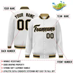 White Black-Old Gold Varsity Full-Snap Letterman Jacket 2