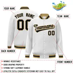 White Black-Old Gold Varsity Full-Snap Letterman Jacket 2