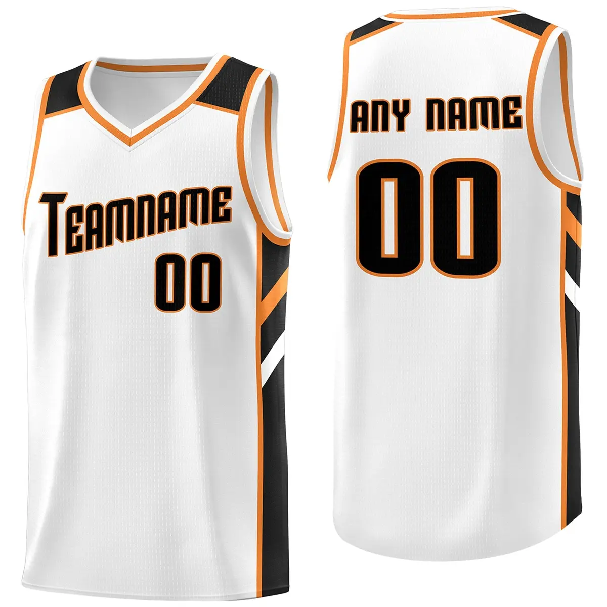 Men's White Black Orange Basketball Jersey