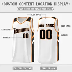 Men's White Black Orange Basketball Jersey 2