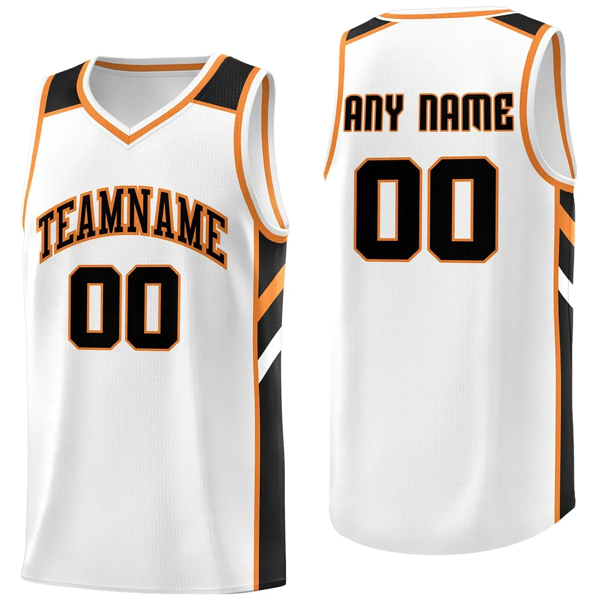Men's White Black-Orange Classic Basketball Jersey