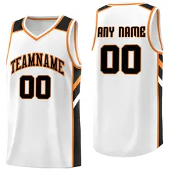 White Black-Orange Classic Basketball Jersey