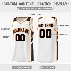 Men's White Black-Orange Classic Basketball Jersey 2