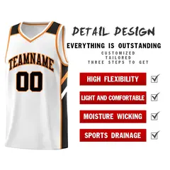Men's White Black-Orange Classic Basketball Jersey 4