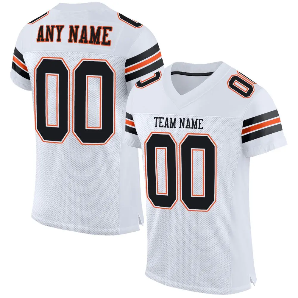 White Black-Orange Classic Mesh Authentic Football Jersey
