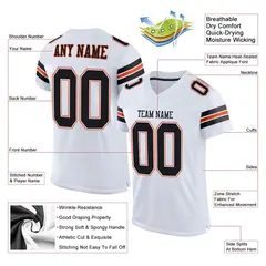 White Black-Orange Classic Mesh Authentic Football Jersey 2