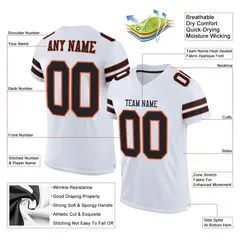 White Black-Orange Classic Mesh Authentic Football Jersey 2