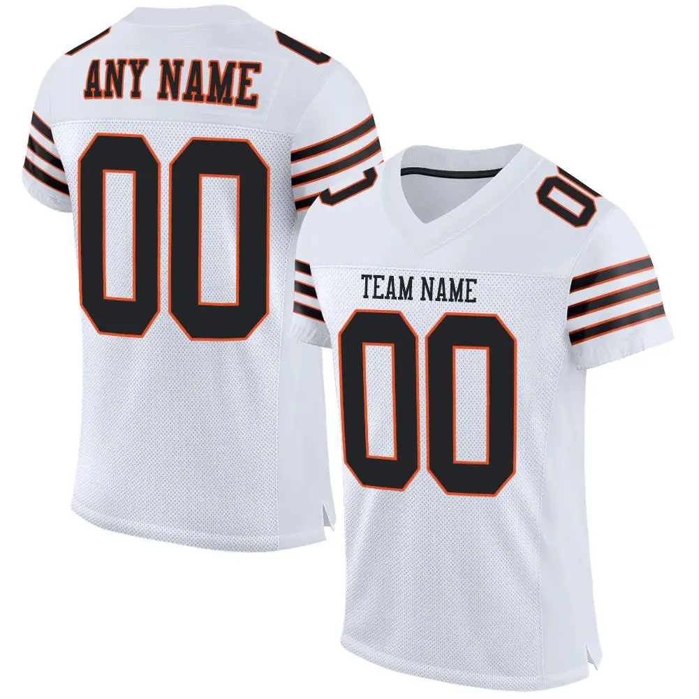 White Black-Orange Classic Mesh Authentic Football Jersey