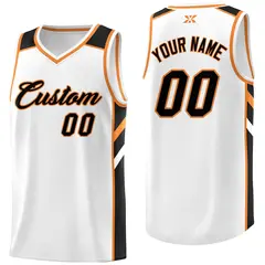 White Black-Orange Classic Mesh Sport Basketball Jersey