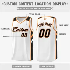 White Black-Orange Classic Mesh Sport Basketball Jersey 2