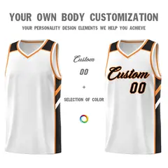 White Black-Orange Classic Mesh Sport Basketball Jersey 3