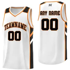 White Black-Orange Classic Mesh Sport Basketball Jersey