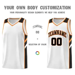 White Black-Orange Classic Mesh Sport Basketball Jersey 3