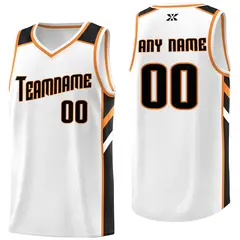 White Black-Orange Classic Mesh Sport Basketball Jersey