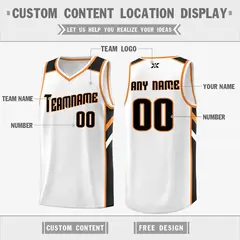 White Black-Orange Classic Mesh Sport Basketball Jersey 2